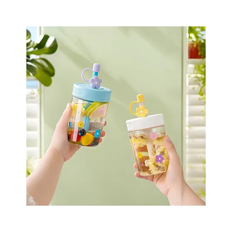 SANJARY Floral Print Sipper Bottle With Straw 480ml Multipurpose Use Color Design May Vary