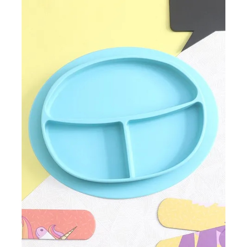 Three Compartment Silicone Plate  – Blue