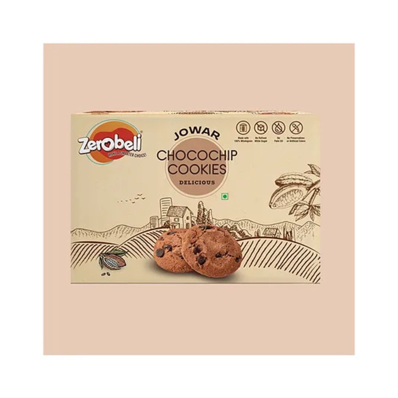 Zerobeli Jowar Choco Chip Cookies  Wholesome & Chocolaty Millet 250g | No Maida, No Palm Oil, No Preservatives