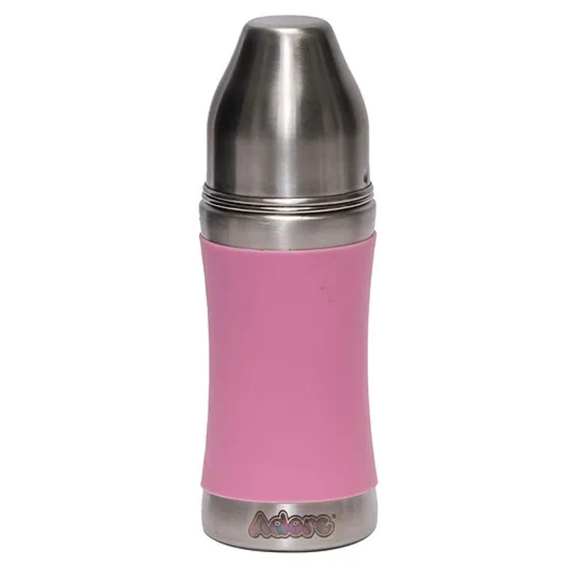 Adore Premium Baby Stainless Steel Feeding Bottle With Sleeve Pink – 250 ml