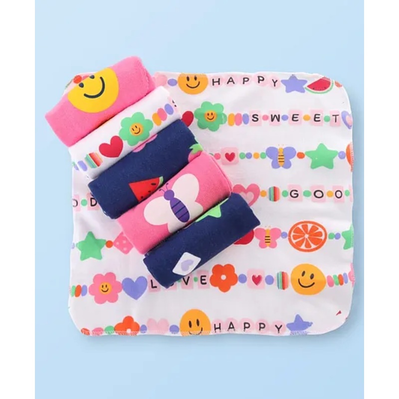 Babyhug Cotton Knit Printed Hand & Face Towel Pack Of 6 L 27 x B 28 cm – Multicolour