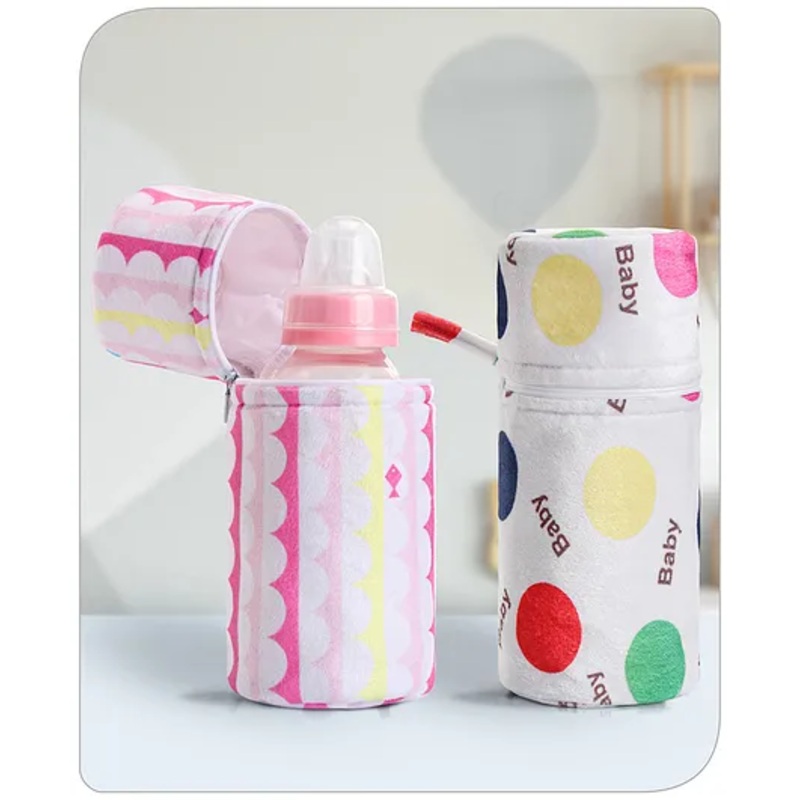 Babyhug Feeding Bottle Cover with Zip Polka Print  Pack Of 2  Multicolour – Fits Upto 330 ml  Each