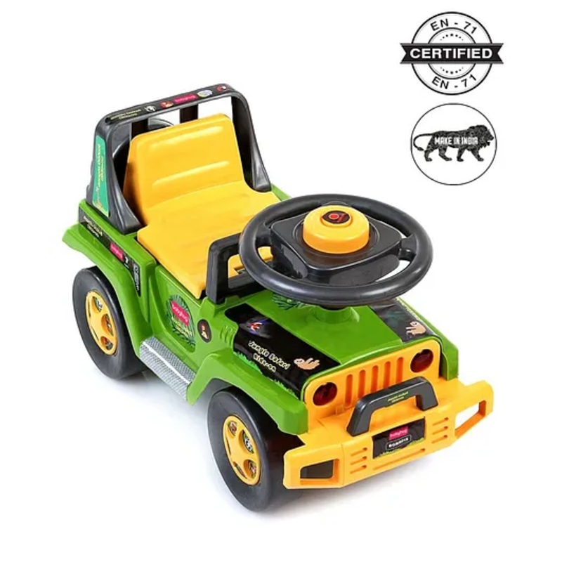 Babyhug Jungle Safari Foot To Floor Ride-On  – Green & Yellow
