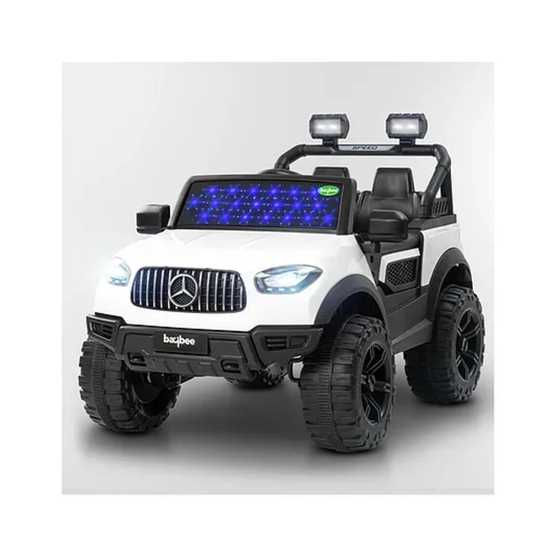 Baybee Renegade Battery Operated Jeep for Kids, Ride on Toy Kids Car with Windshield Light & Music | Baby Rechargeable Battery Car | Electric Jeep Car for Kids (White)