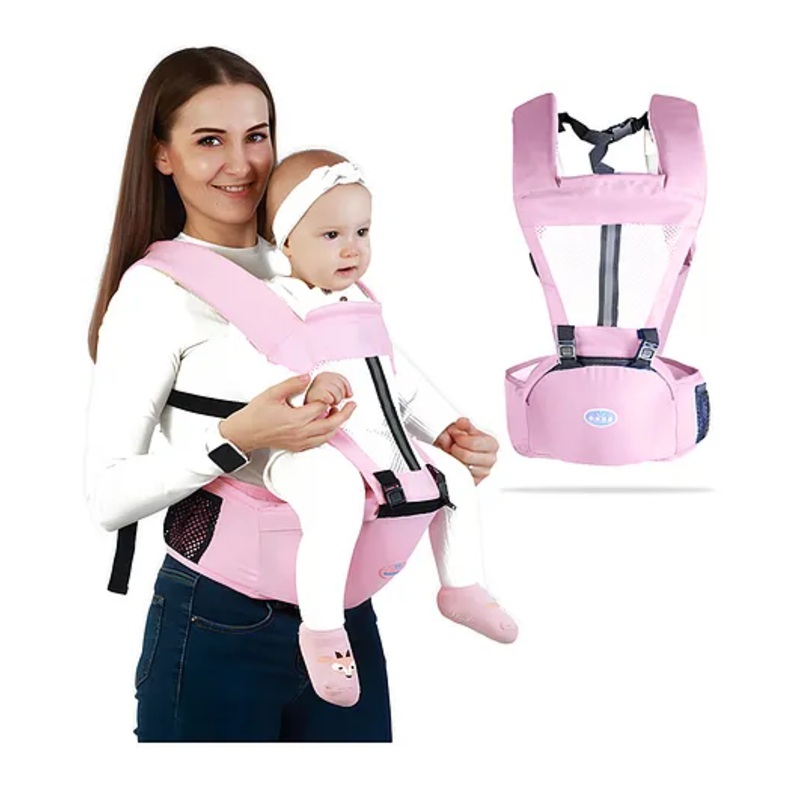 Bembika Baby Carrier Newborn to Toddler with Hip Seat – Light Pink