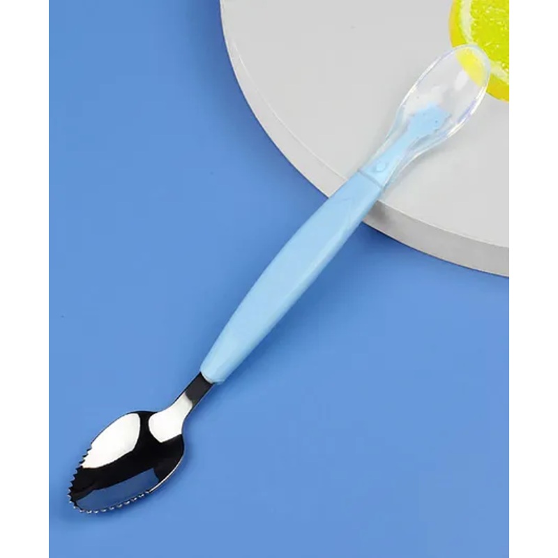 Domenico Soft Silicone Baby Fruit Scraping Feeding Spoon  – Blue