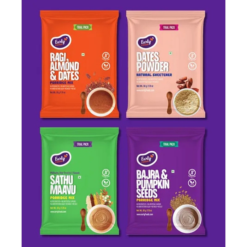 Early Foods – (Trial Pack) Stage 2 Porridge Mix Combo – 4x50g