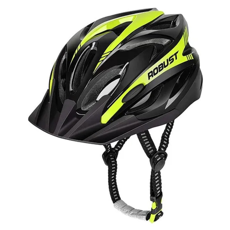 JASPO Robust Cycling Skating Helmet for Men & Women with Detachable Visor | High-Density EPS | Universal Fit 5862 cm | Lightweight 230g | PC Shell | for Skateboard, Kick Scooter (Black & Yellow)