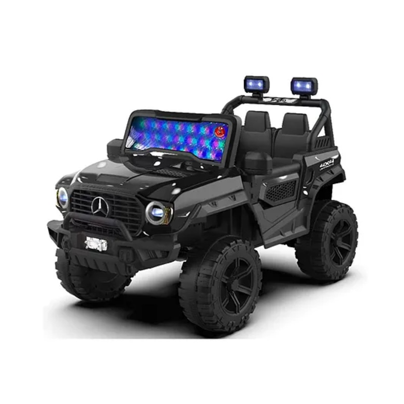 JN Creations 12V Rechargeable Battery Operated Ride On U-700 Jeep for Kids with Remote Control (Black  Painted)