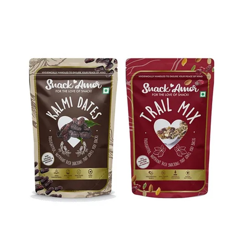 SnackAmor Combo Pack Of Premium International Kalmi Dates And Trail Mix – 425 gm