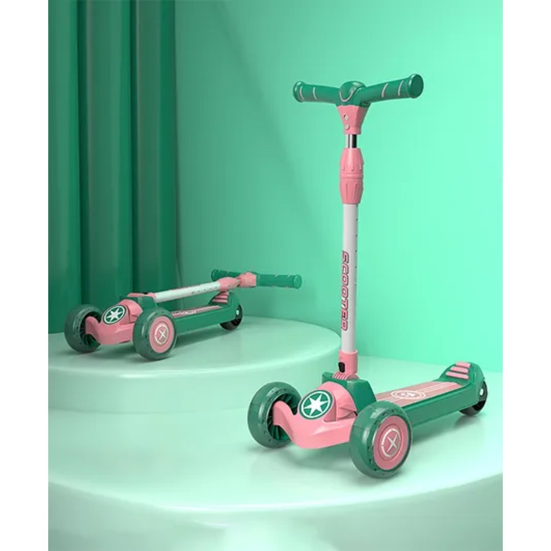 StarAndDaisy Glider Toddler Scooter for Kids Foldable 3 Wheel Kick Scooter with LED Lights &5 Adjustable Height Pink