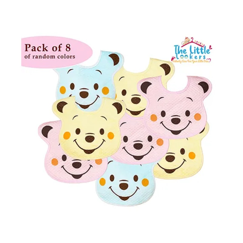 The Little Lookers Waterproof & Washable Baby Bib  Pack of 8 – Multicolour