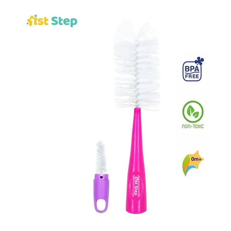 1st Step 2 in 1 Bottle & Nipple Cleaning Brush – Pink Purple