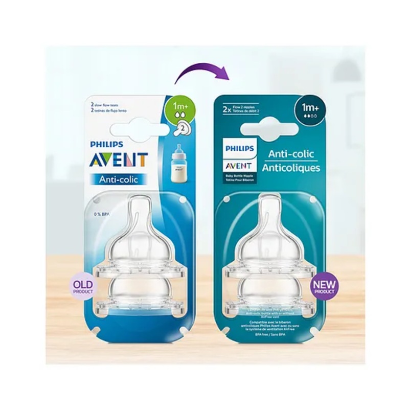 Avent Classic 2 Holes Silicone Teat Slow Flow – Set of 2