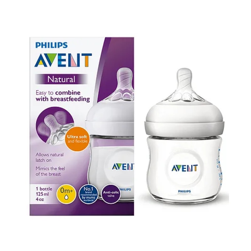 Avent Natural Feeding Bottle I Ideal for 0 Month+ I New Born Flow I BPA Free  – 125 ml