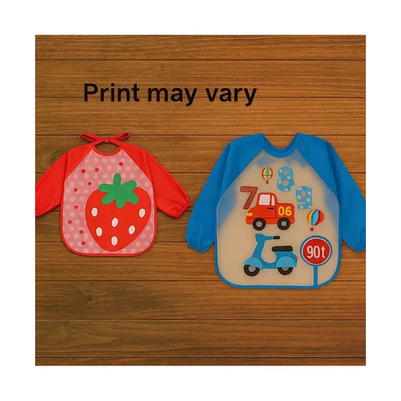 Badal Kidz Long Sleeve Bibs, Waterproof Baby Bibs, Toddler Sleeved Bib, Baby Smock for Eating Feeding, 0-24 Months -Red& Blue