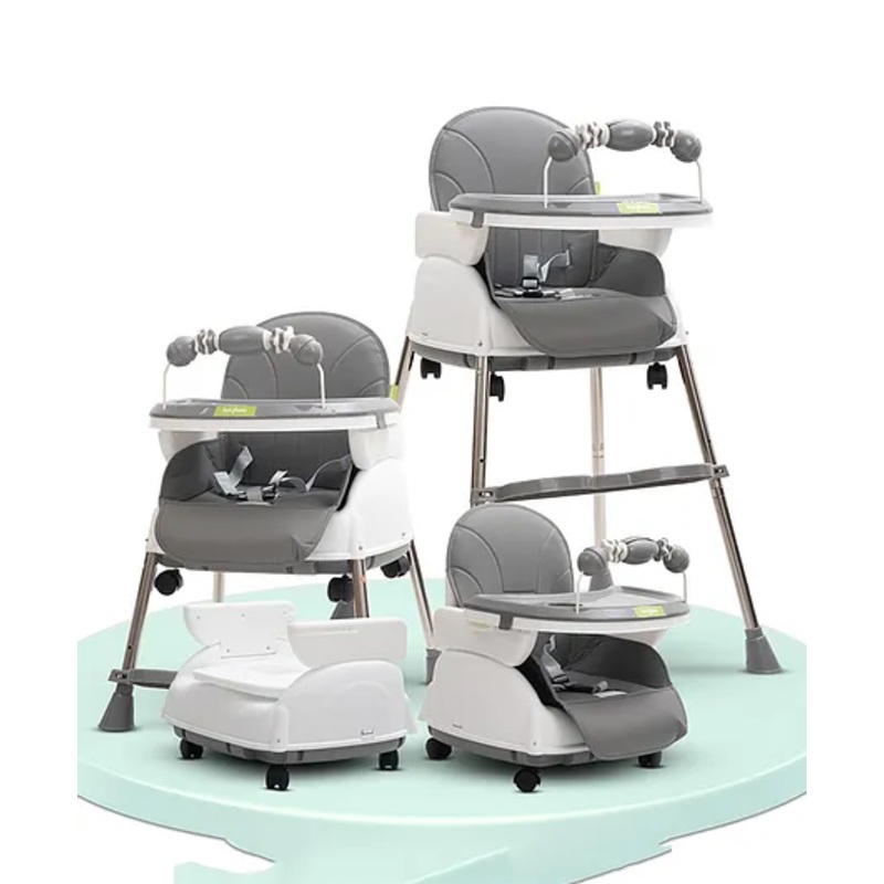 Baybee 4 in 1 Nora Baby High Chair for Kids with Height Adjustable Baby Toddler Feeding Booster Seat with Tray & 5 Point Safety Belt Kids High Chair for Baby – Grey