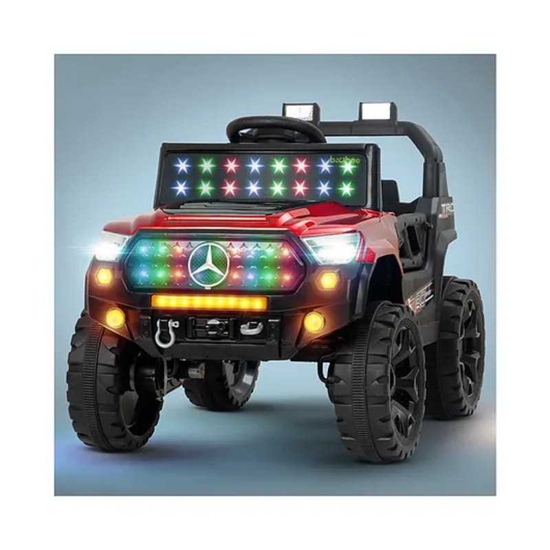 Baybee Troben 4×4 Battery Operated Jeep for Kids with RGB Windshield Light, Bluetooth & Music | Baby Big Ride on Battery Car | Electric Jeep Car for Kids (Red)
