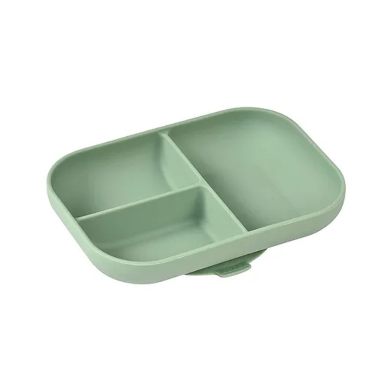Beaba Silicone Suction Divided Plate – Sage Green