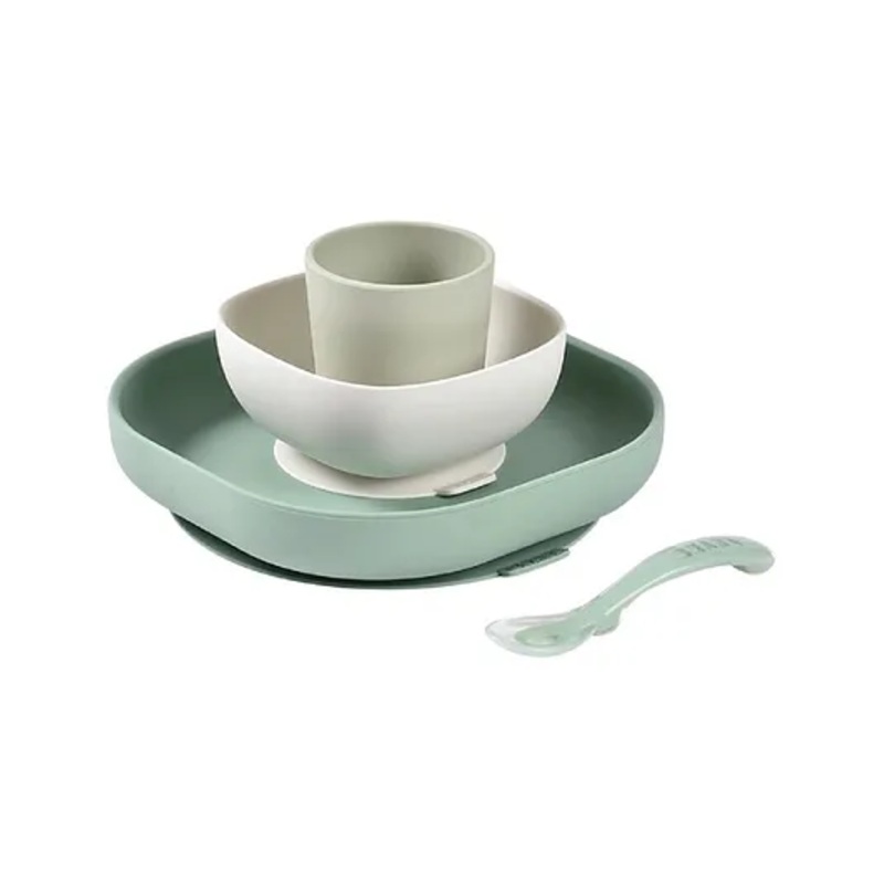 Beaba Silicone Suction Meal Set (4 pcs) – Sage Green