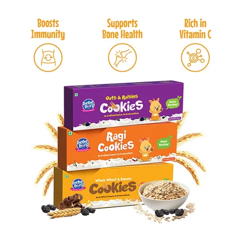 Bebe Burp Organic Baby Food Cookies Pack of 3 – 150 gm Each