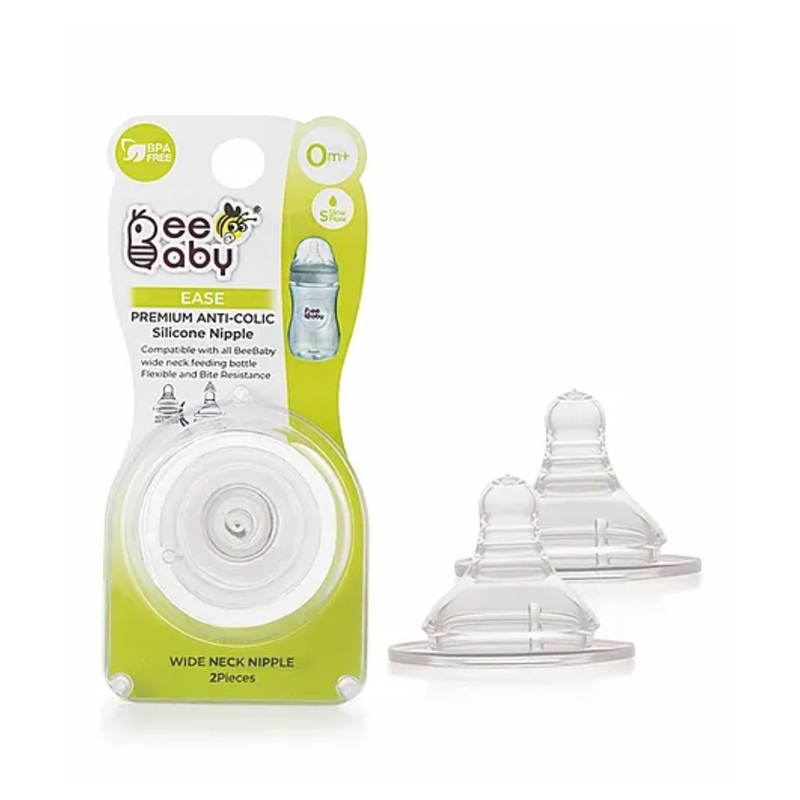 Beebaby Peristaltic Silicone Teat Slow Flow – Pack of 2