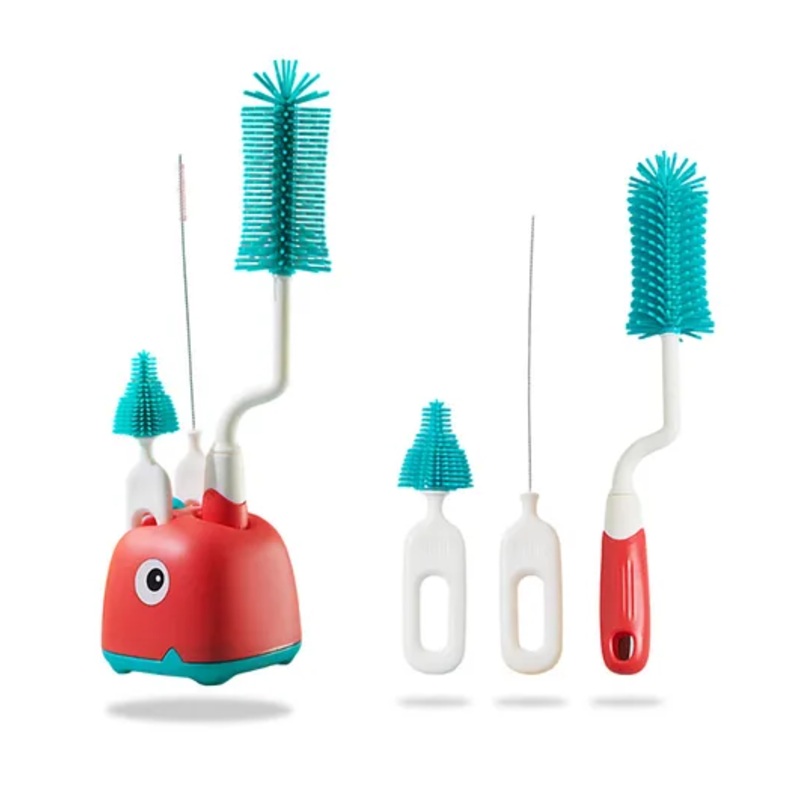 Bembika Baby Bottle Brushes: The Ultimate Bottle Brush Set For Your Baby’S Feeding Bottle Brush And Nipple Cleaner Brush Needs Red -(Dinosaur Bottle Brush 4-Piece Set Including Base)