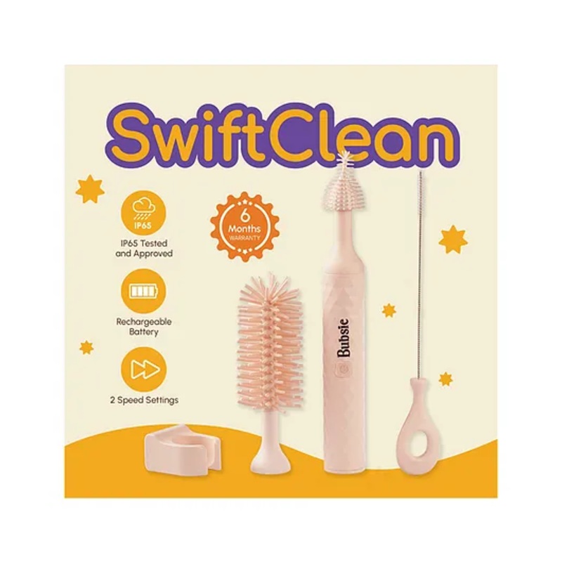 Bubsie Swift Clean Cordless Electric Bottle Brush Set – Pink