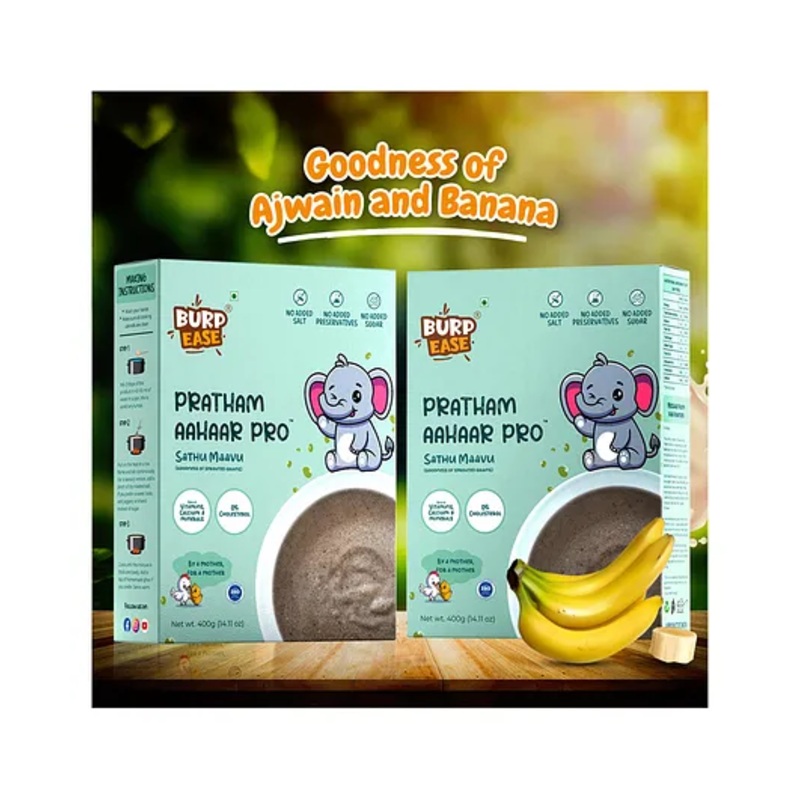 Burpease Combo Of Pratham Aahaar Pro & Banana Flavour – No Preservative – Goodness Of Banana – 400g + 400g