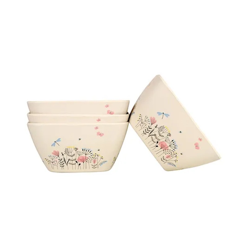 Earthism Eco-Friendly Bamboo Fibre Pasta|Salad|Fruit|Maggi Bowls 14 x 7 cm – Set of 4 (Spring, Beige)