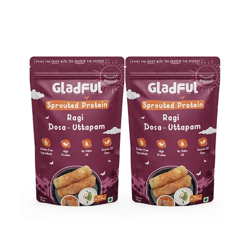 Gladful Sprouted Ragi Instant Dosa Mix Pack of 2 – 200 g Each