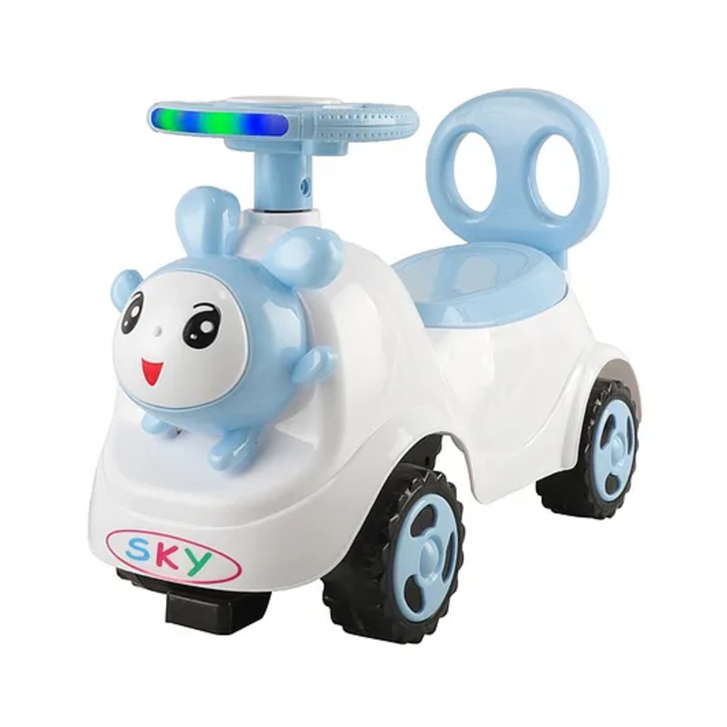JoyRide Baby Bunny Delux Ride On Panda with LED Lights & Music – Big Backrest – Under Seat Storage Utility Box – Rider for Kids – Boys – Girls – Age Group 1 to 3 Years Ride on-Blue