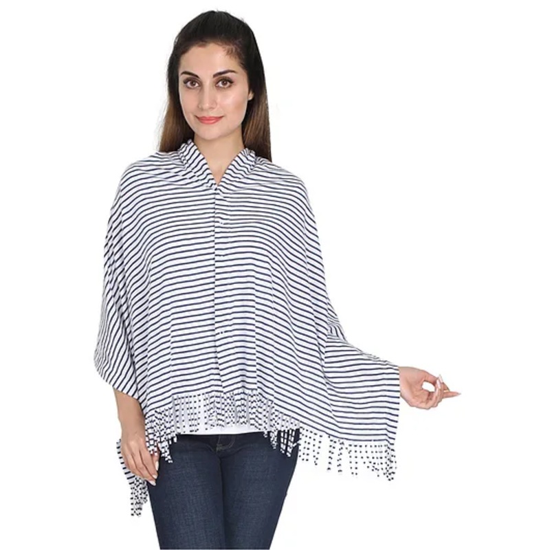 Lulamom Multi Purpose Breast Feeding Nursing Shawl Stripes – Navy Blue