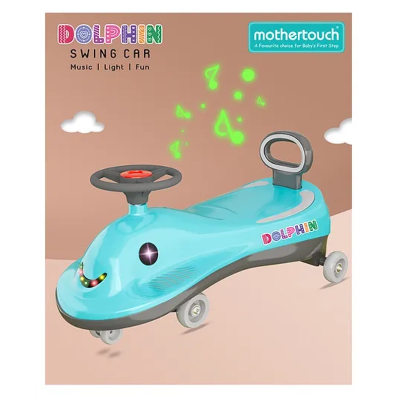 Mothertouch Dolphin Swing Car 5 Melodious Music Durable ABEC Bearing Smooth Wheel Rideon Twister Magic Car for Kids – Light Blue