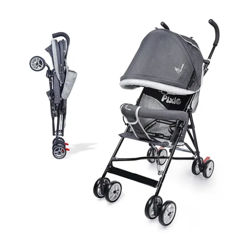 R for Rabbit Pixie Toddlers Buggy and Stroller for New Born Baby, Travel Friendly Portable Easy Foldable and Carry, Kids Age 6-36 Months (Black Grey)