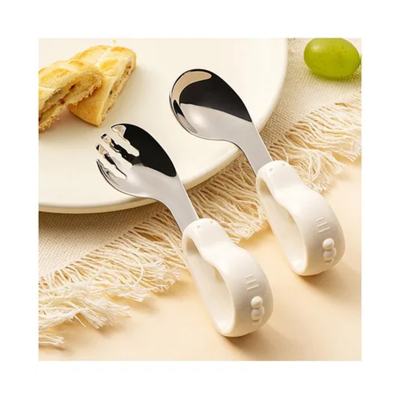 StarAndDaisy Spoon & Fork Set for Babies with Soft Silicone Handle | Non Toxic, Food Safe and BPA Free | Washable and Reusable.