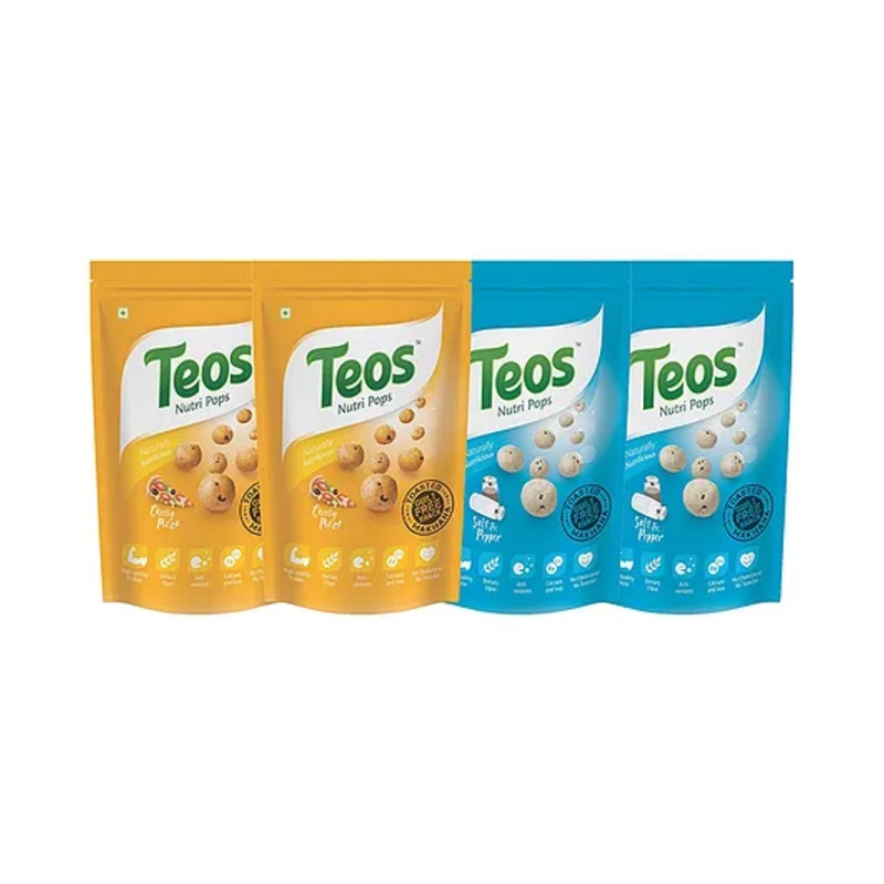 Teos Nutri Pops Roasted Makhana Snacks Cheesy Pizza & Salt and Pepper 4 x 65 g