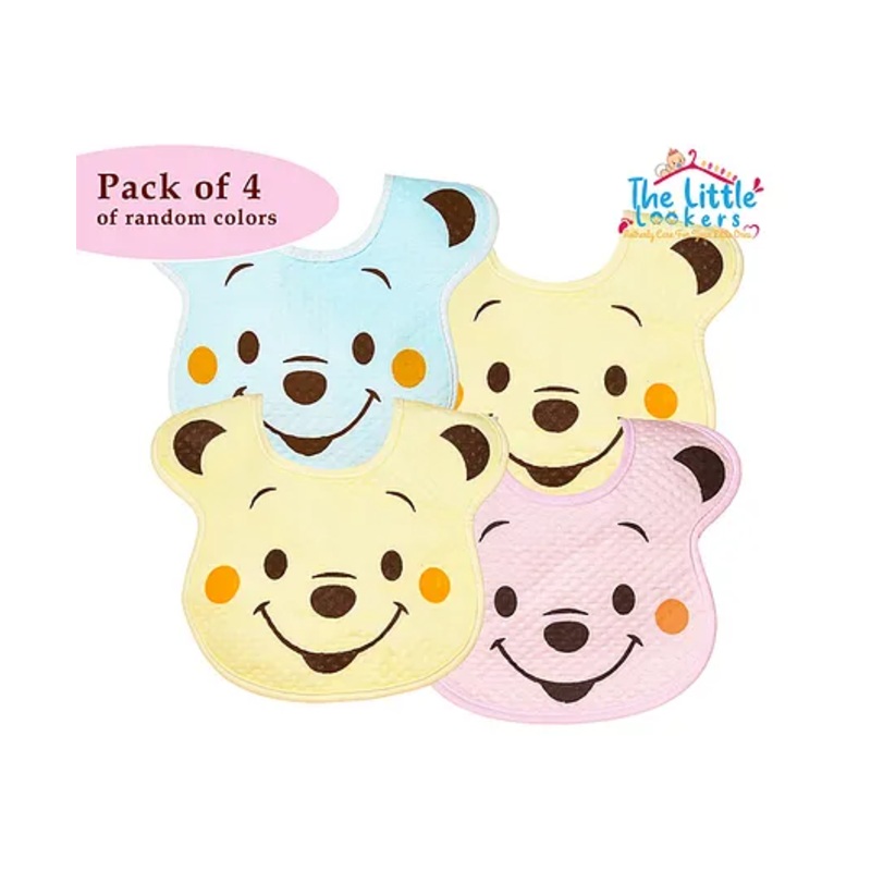 The Little Lookers Waterproof & Washable Baby Bib  Pack of 4 – Multicolour