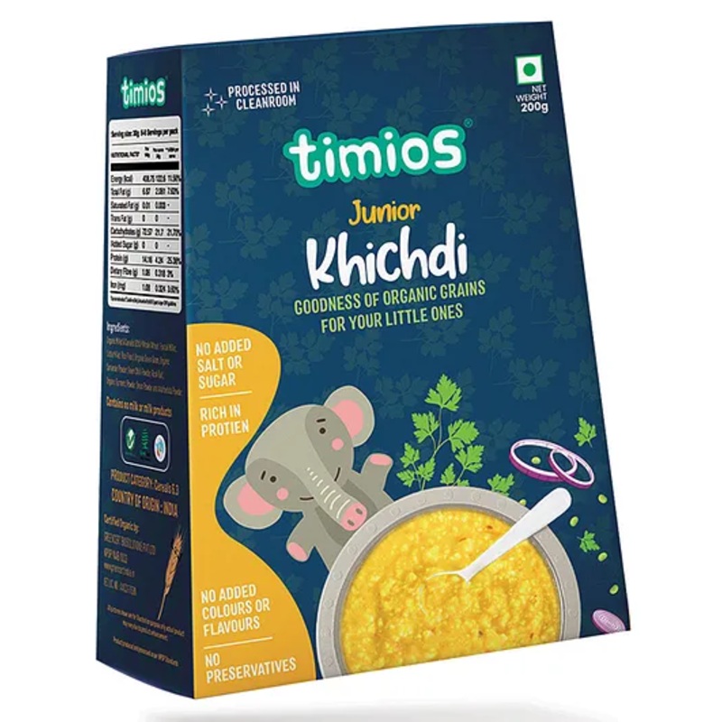Timios Organic Junior Khichdi Porridge Healthy Protein-Rich No Added Sugar and Salt 200 g