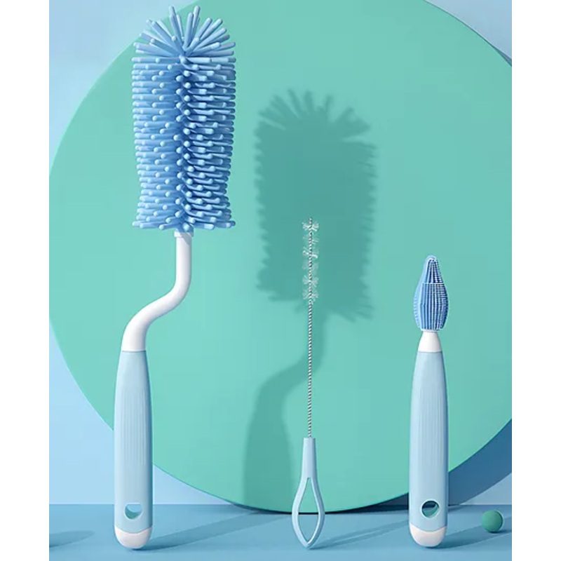 Bembika Baby Bottle Brushes: The Ultimate Bottle Brush Set For Your Baby Feeding Bottle Brush And Nipple Cleaner Brush Needs Sky Blue Set of 3