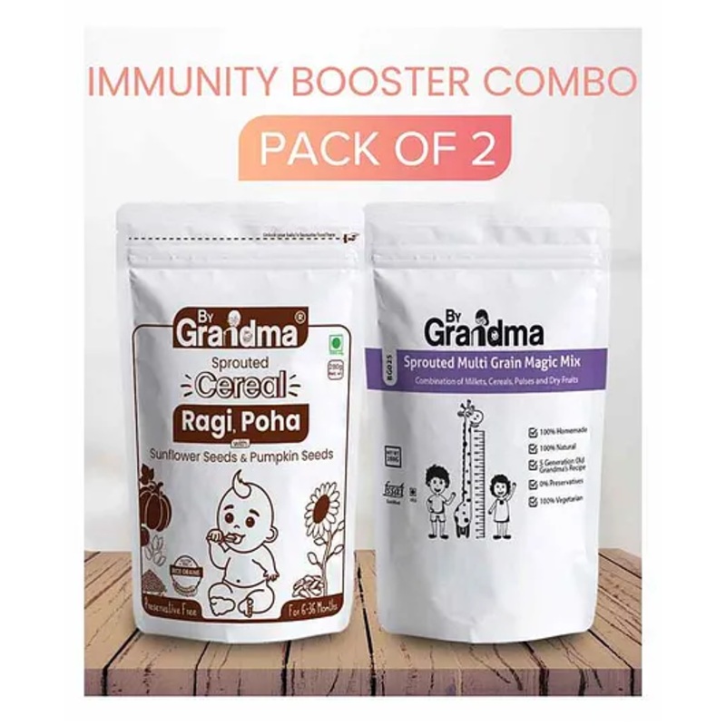 ByGrandma Immunity Boosting Baby Food Combo, 1+ Year, Sprouted Multigrain & Walnut, Ragi Porridge – 560g