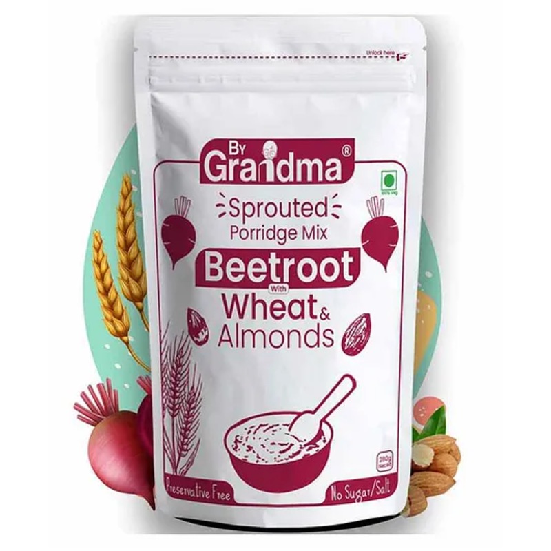 ByGrandma Sprouted Wheat & Beetroot Porridge Mix with Almonds for Babies 12M+ – 280g