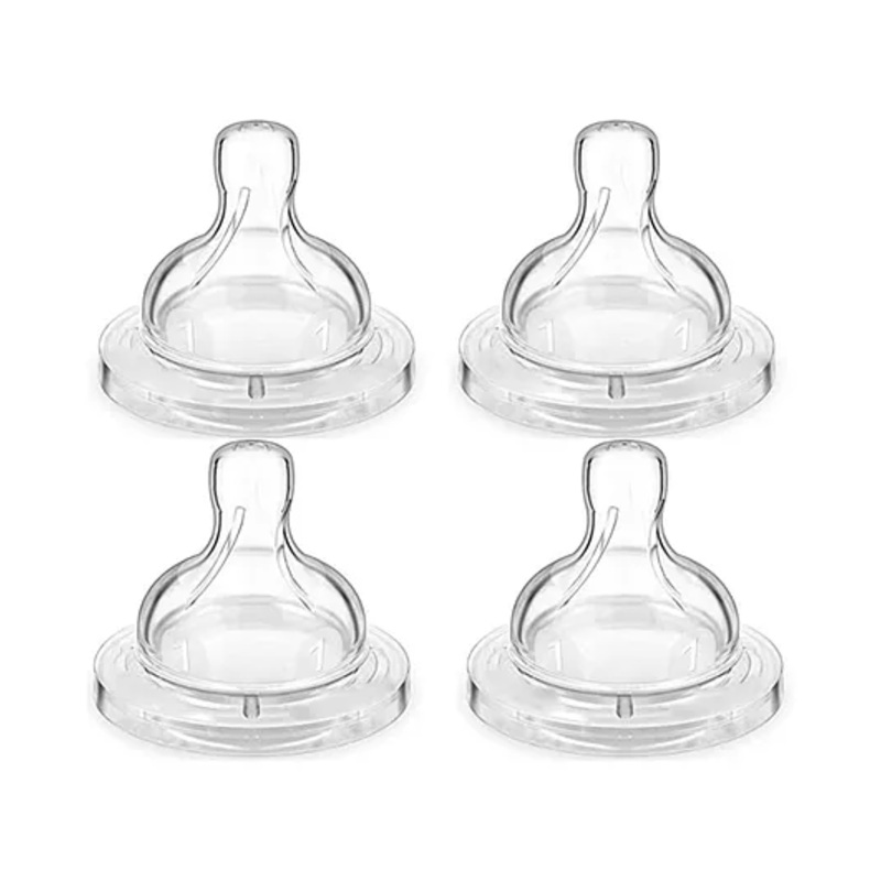 Chinmay Kids Baby Silicone Nipple with Soft Milk Feeding Head in Fast Flow Conical Shape Design for All Newborn, Infant, Toddlers for Steel Feeding Bottles Pack of 4 Transparent