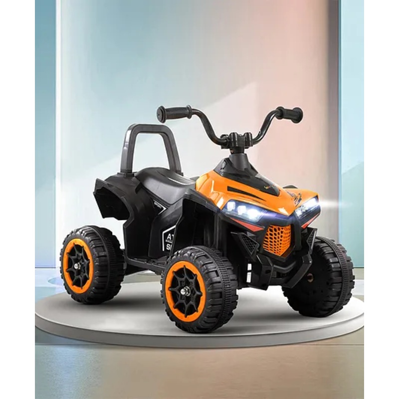 Kids Battery Operated Ride On ATV with Music & Lights – Orange & Black
