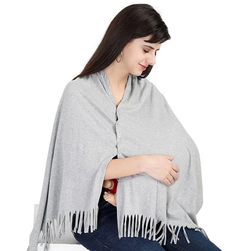 Lulamom Solid Multi Purpose Breast Feeding Nursing Shawl – Grey