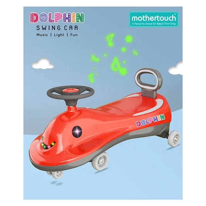 Mothertouch Dolphin Swing Car 5 Melodious Music Durable ABEC Bearing Smooth Wheel Rideon Twister Magic Car for Kids – Red
