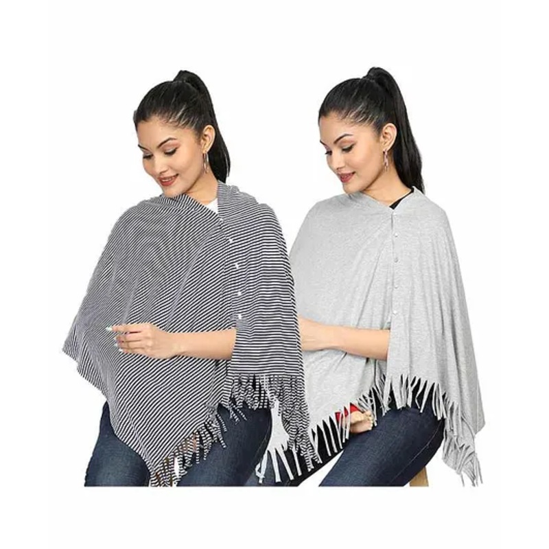 Nene Multi Purpose Mother’s Breast Feeding Shawl Pack Of 2 – Grey White