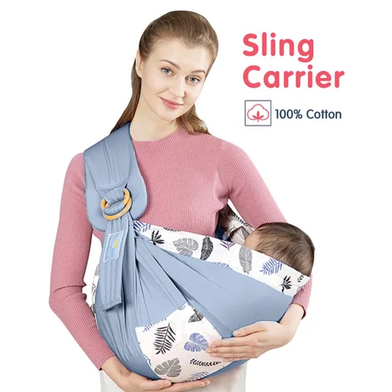 Ring Sling Lightweight Kangaroo Wrap Baby Carrier -Blue