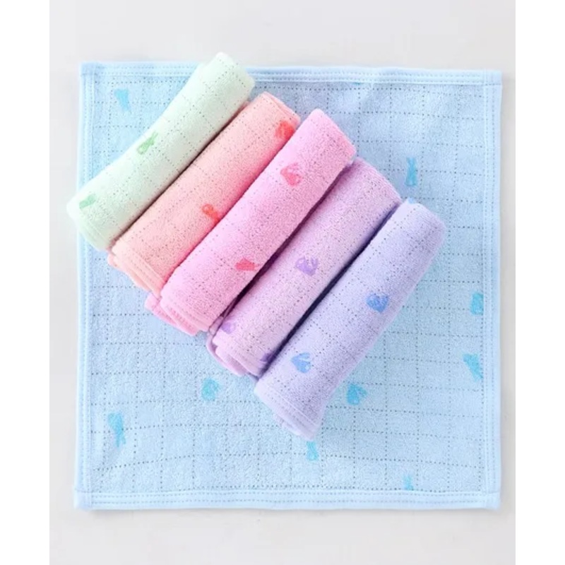 Simply Terry Knit Bunny Printed Wash Clothes Pack of 6 L 25 x B 25 cm – Pink Blue & Lilac