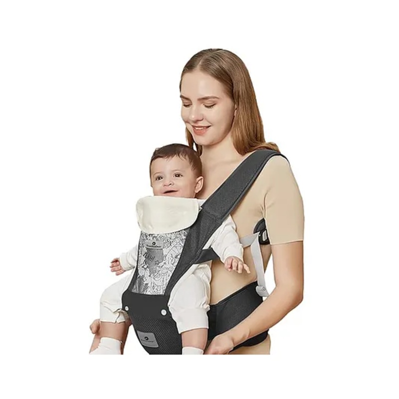 StarAndDaisy Baby Carry Bag Baby Carrier with Hip Seat Kangaroo Bag for 0 to 2 Year Baby with 6 Carrying Position, Storage Pocket Fabric, Black